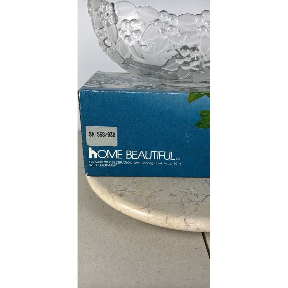 Home Beautiful Celebration Floral Glass Oval Bowl West Germany SA 568/938